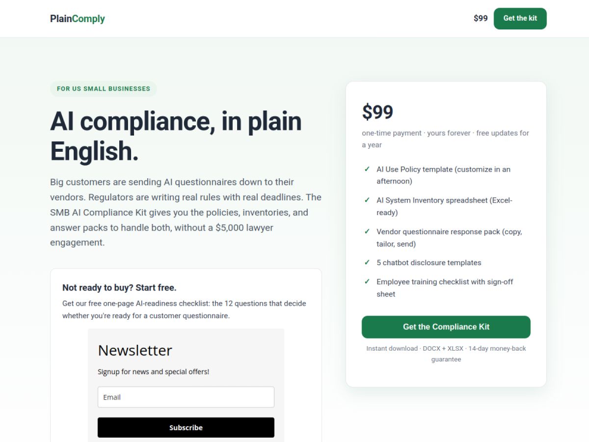 PlainComply screenshot