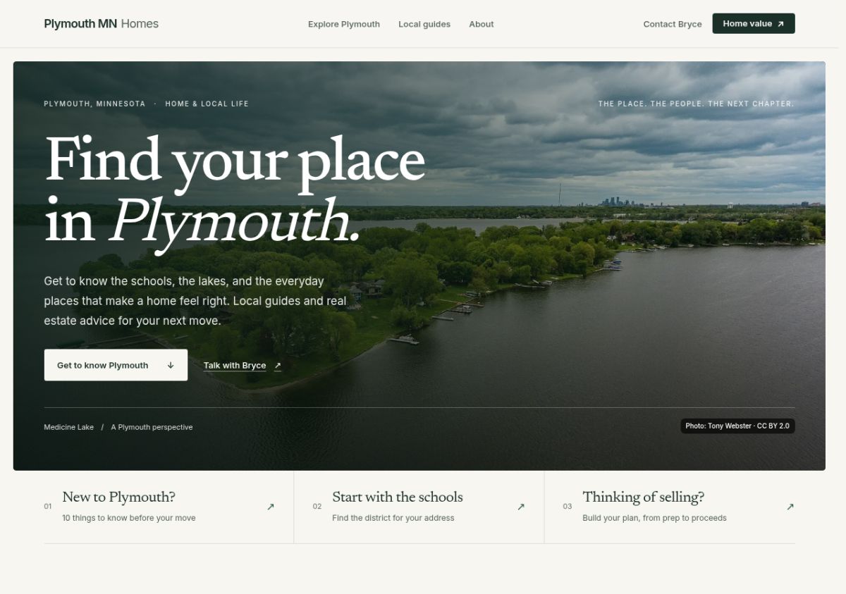 Plymouth MN Homes website screenshot