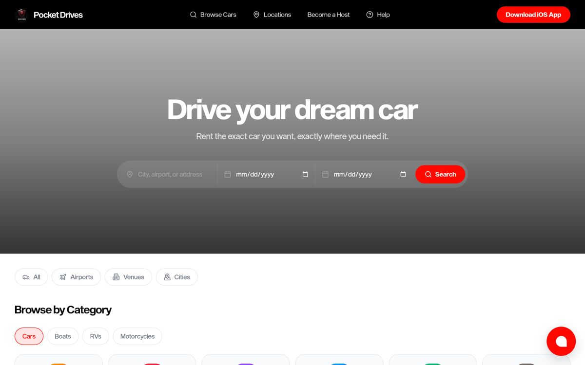 Pocket Drives website screenshot