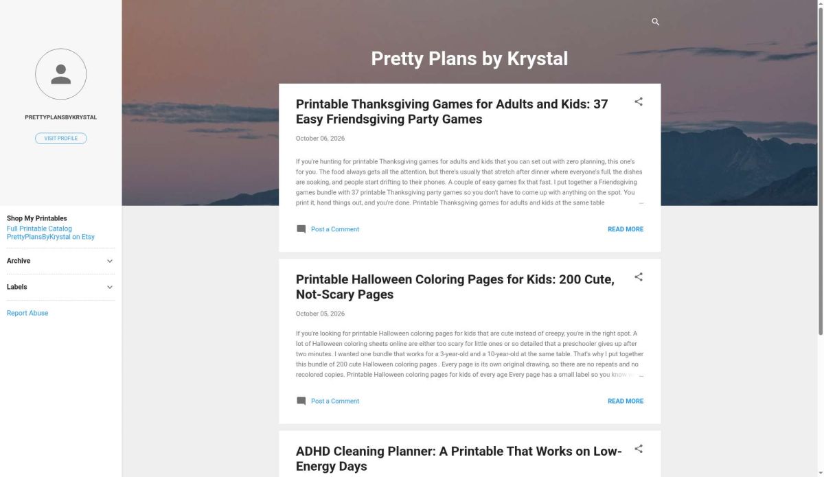 PrettyPlansByKrystal website screenshot