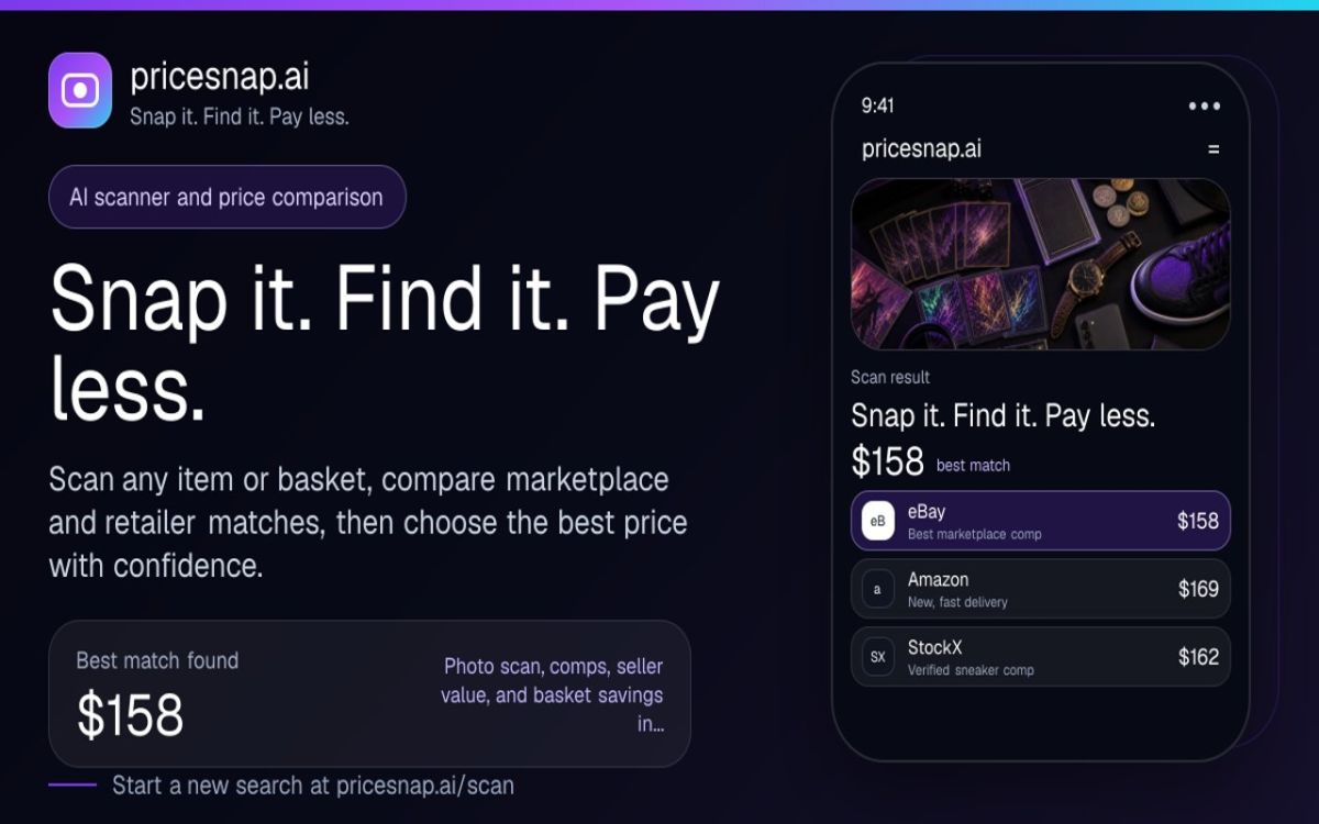 PriceSnap website screenshot