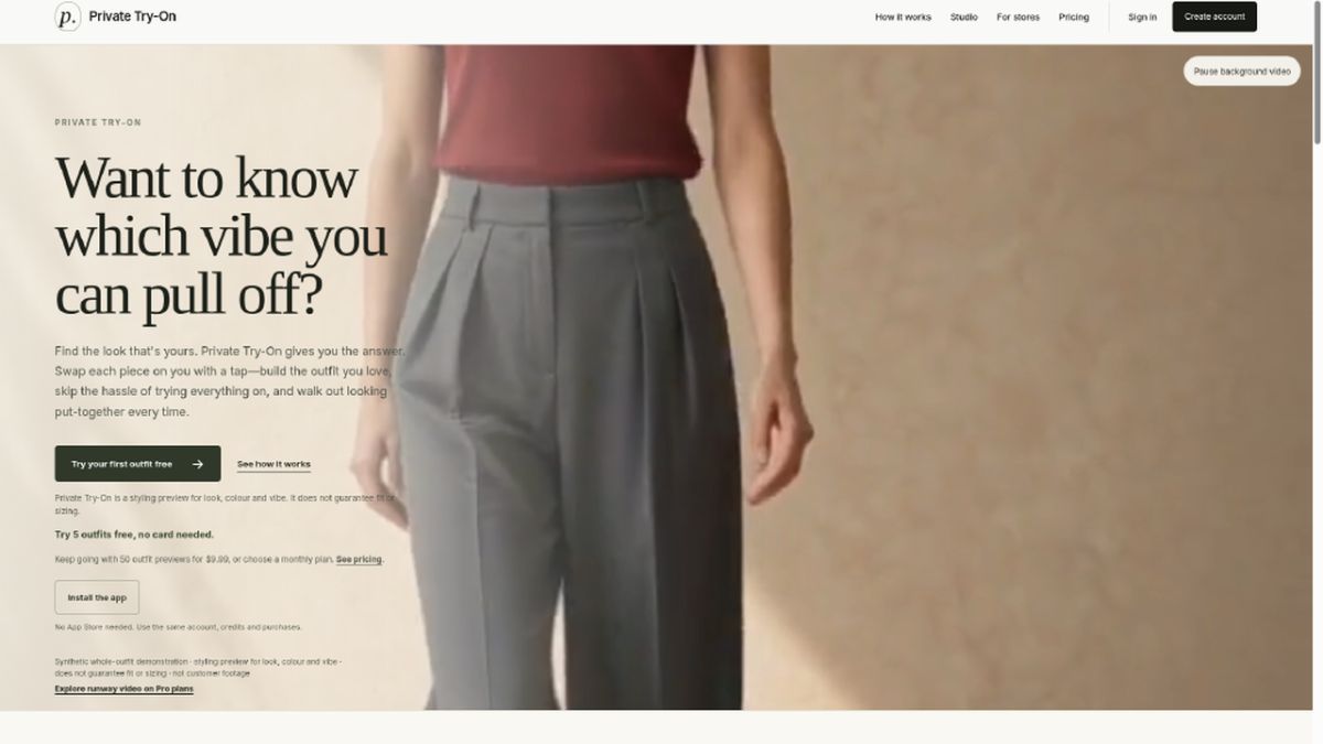 Private Try-On website screenshot