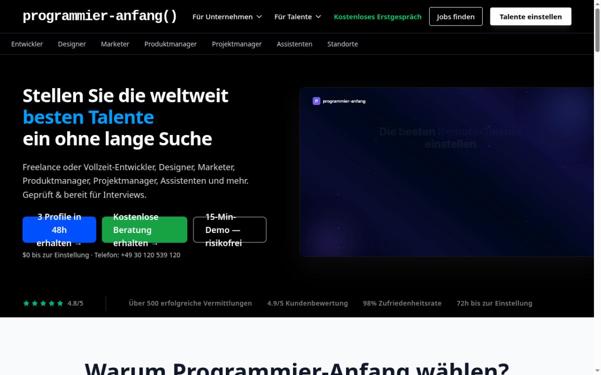 Programmier-Anfang website screenshot