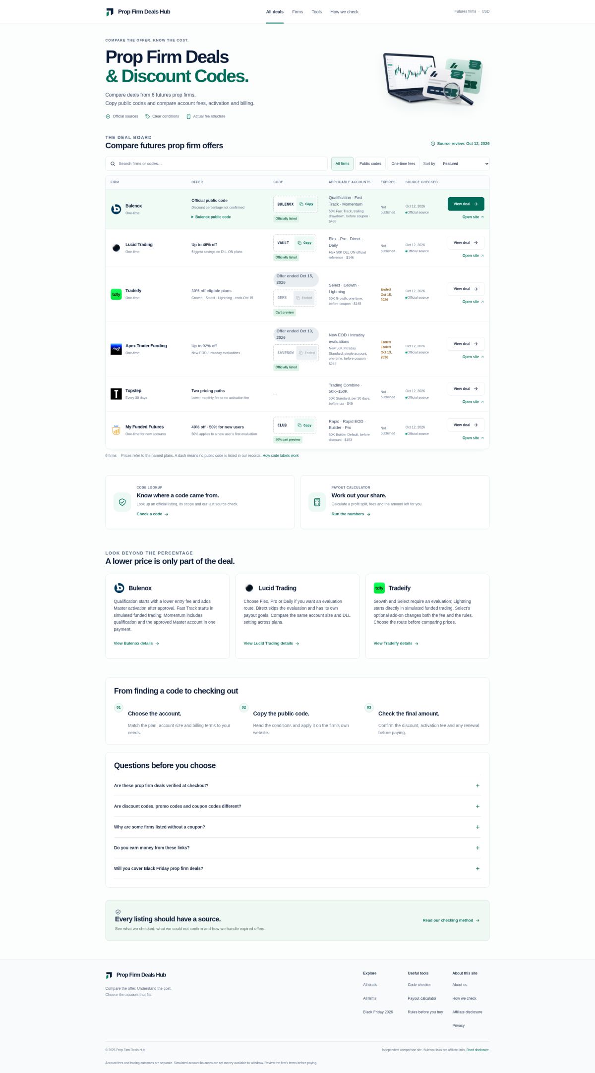 Prop Firm Deals Hub screenshot