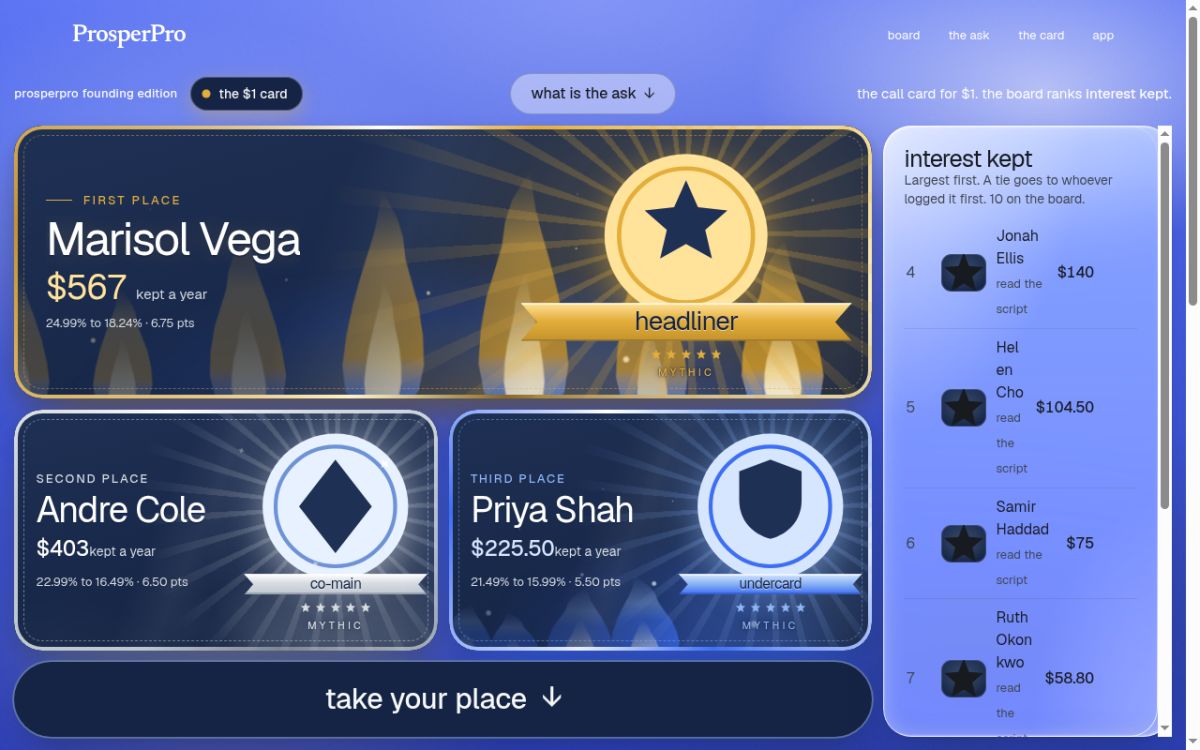 ProsperPro call card screenshot