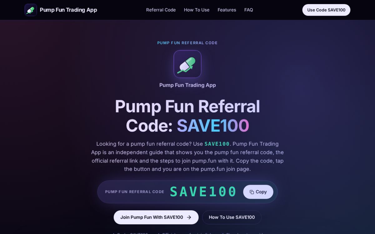 Pump Fun Trading App website screenshot