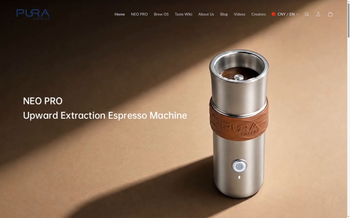 PURA NEO Pro website screenshot