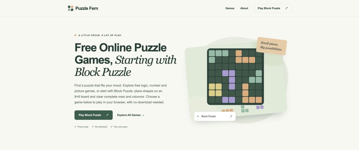 Puzzle Fern website screenshot