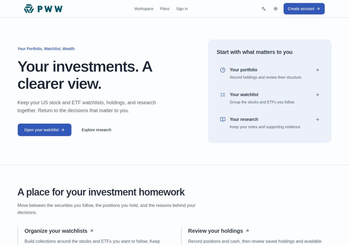 PWW website screenshot