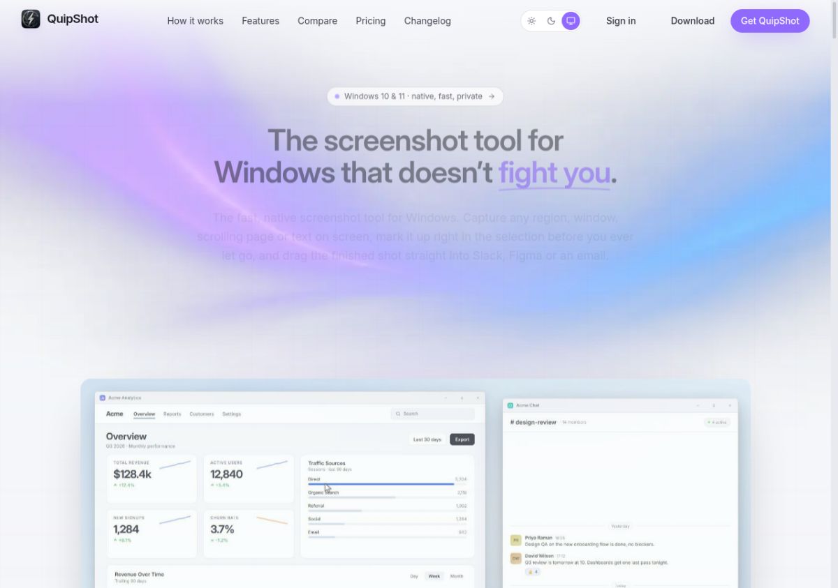 QuipShot website screenshot