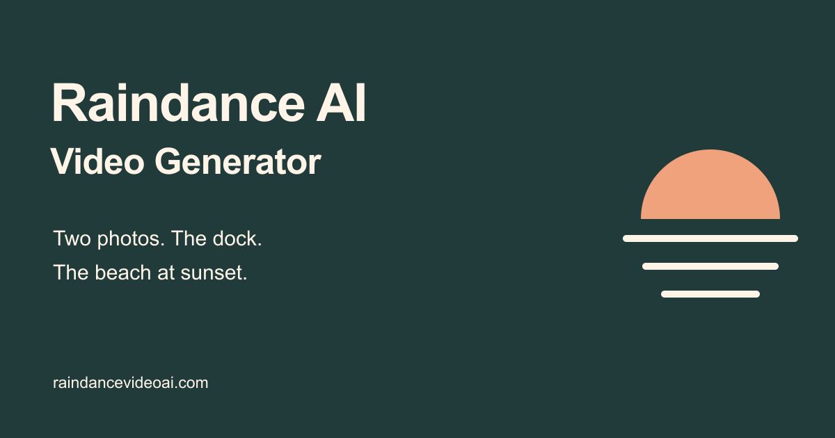 Raindance AI Video Generator website screenshot
