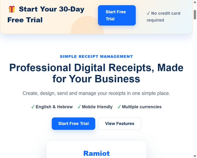 Ramiot | Digital Receipts for Your Business screenshot