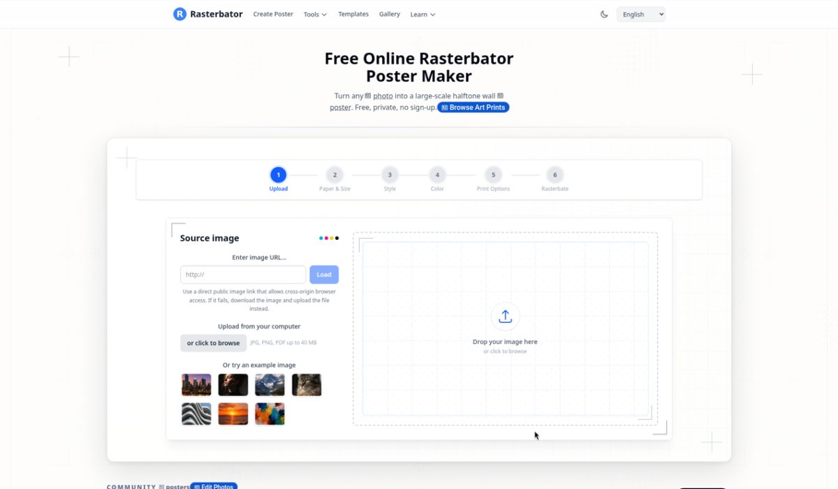 Rasterbator website screenshot