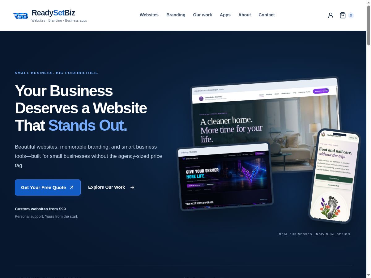ReadySetBiz website screenshot