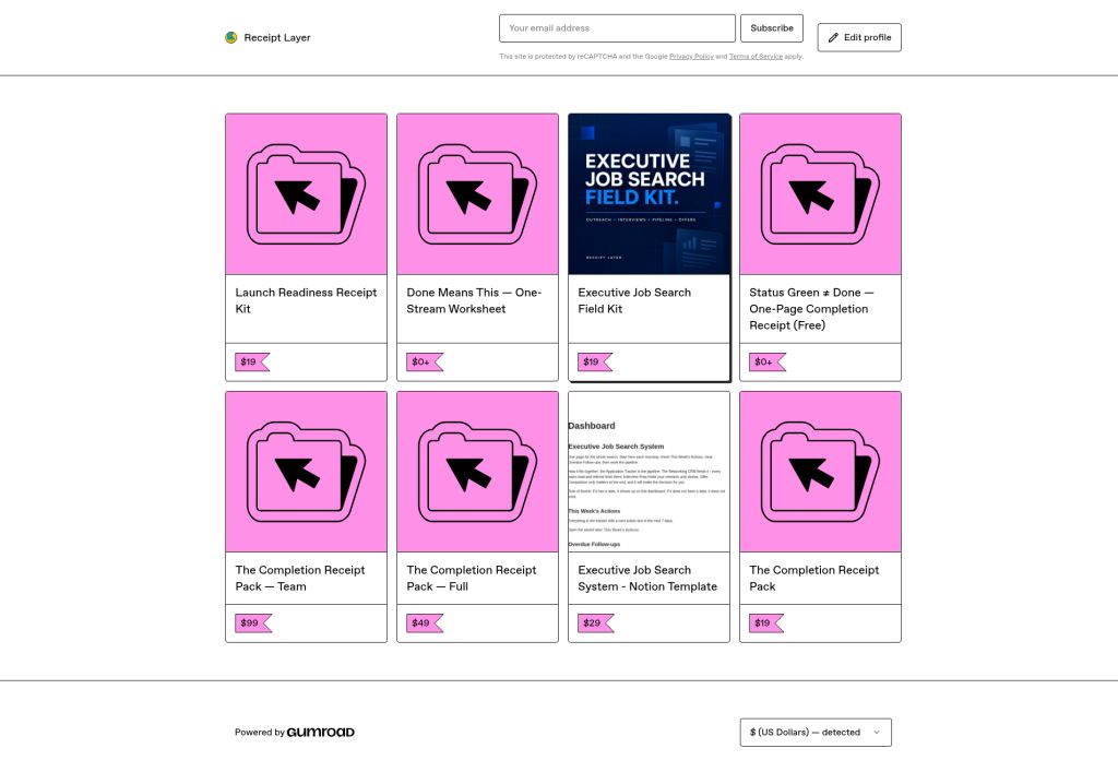 Receipt Layer website screenshot