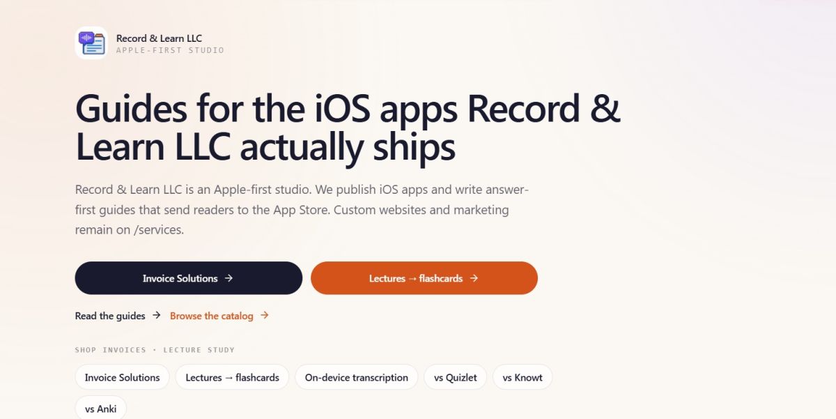 Record & Learn Invoice Solutions screenshot