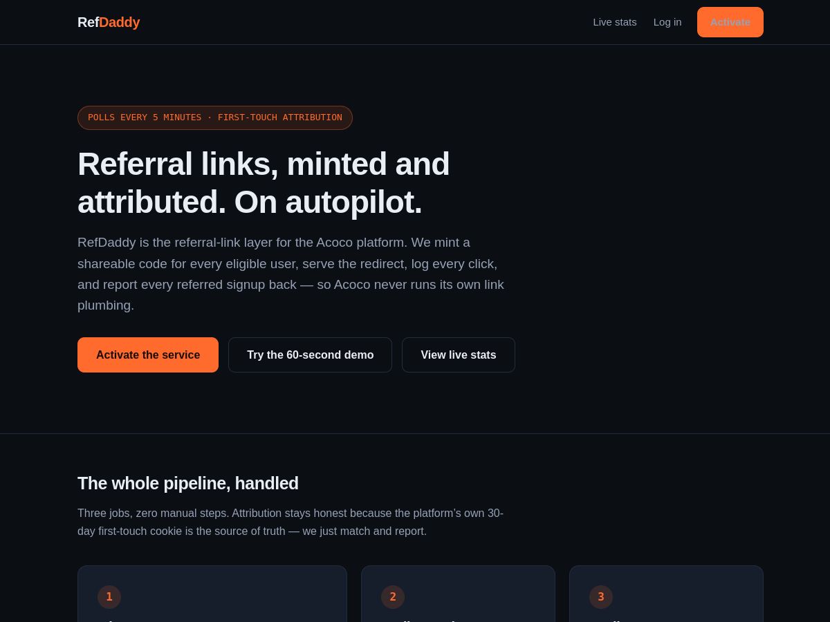 RefDaddy website screenshot