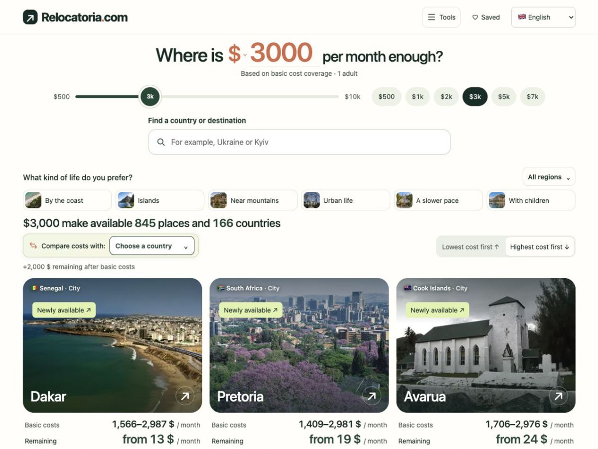 Relocatoria website screenshot