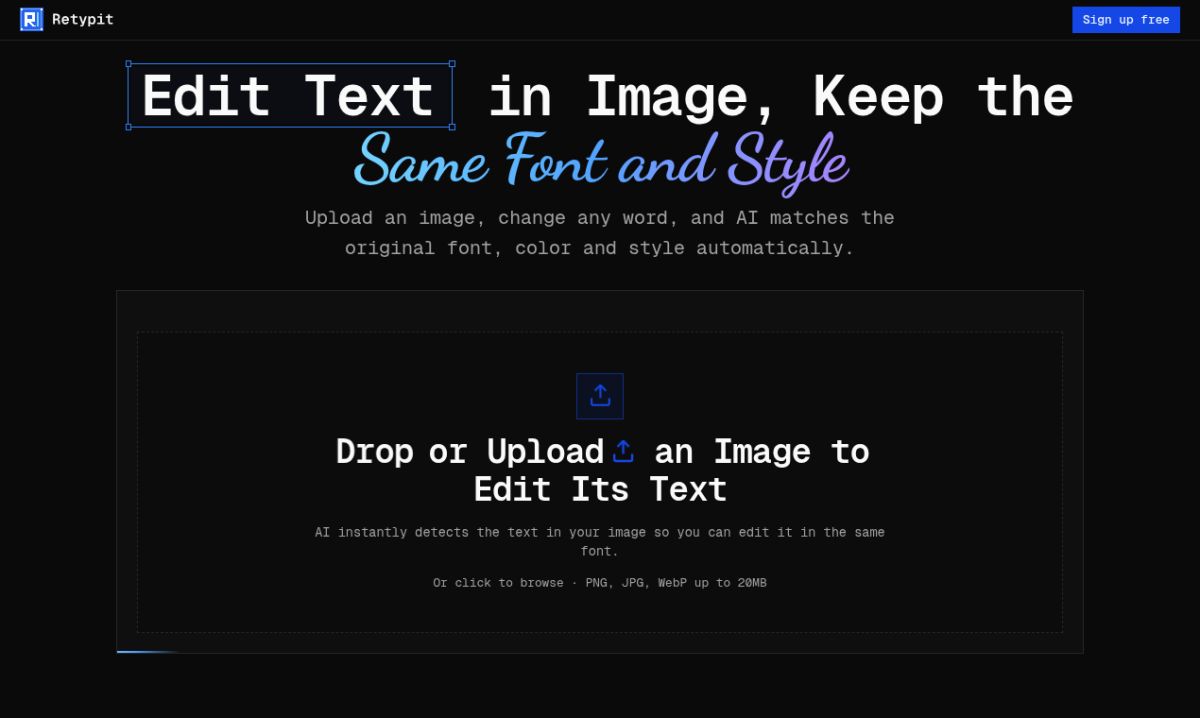 Retypit website screenshot