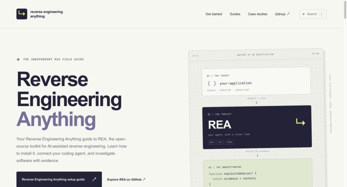 Reverse Engineering Anything — Independent REA Guide website screenshot