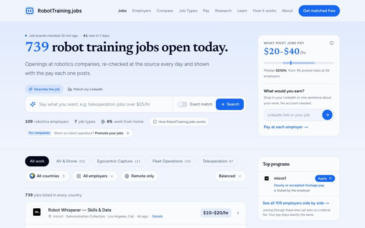 RobotTraining.jobs website screenshot
