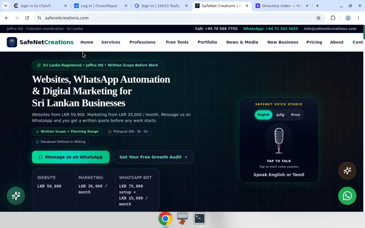 SafeNet Creations website screenshot
