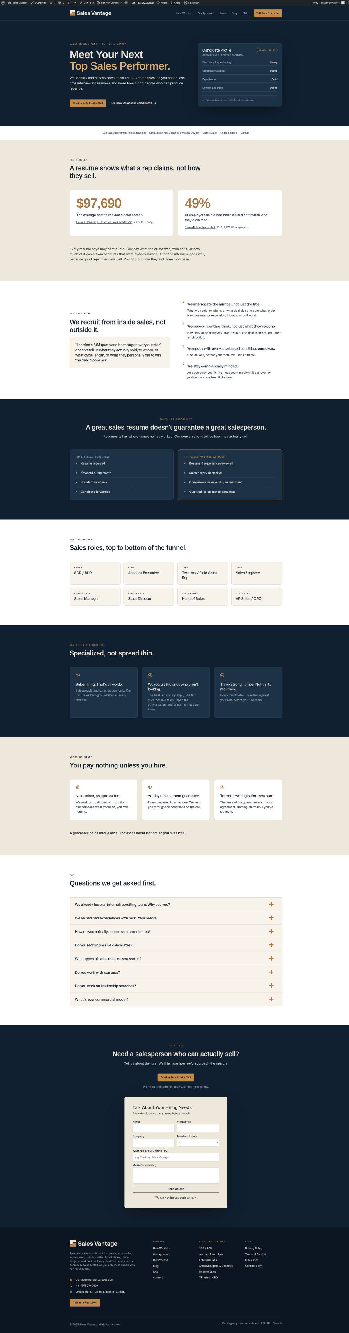 Sales Vantage website screenshot