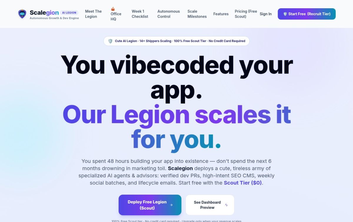 Scalegion website screenshot