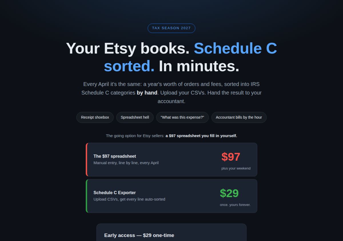 Schedule C Exporter website screenshot