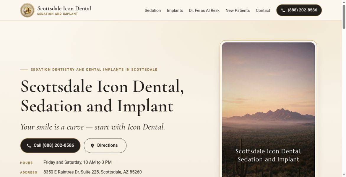 Scottsdale Icon Dental, Sedation and Implant website screenshot