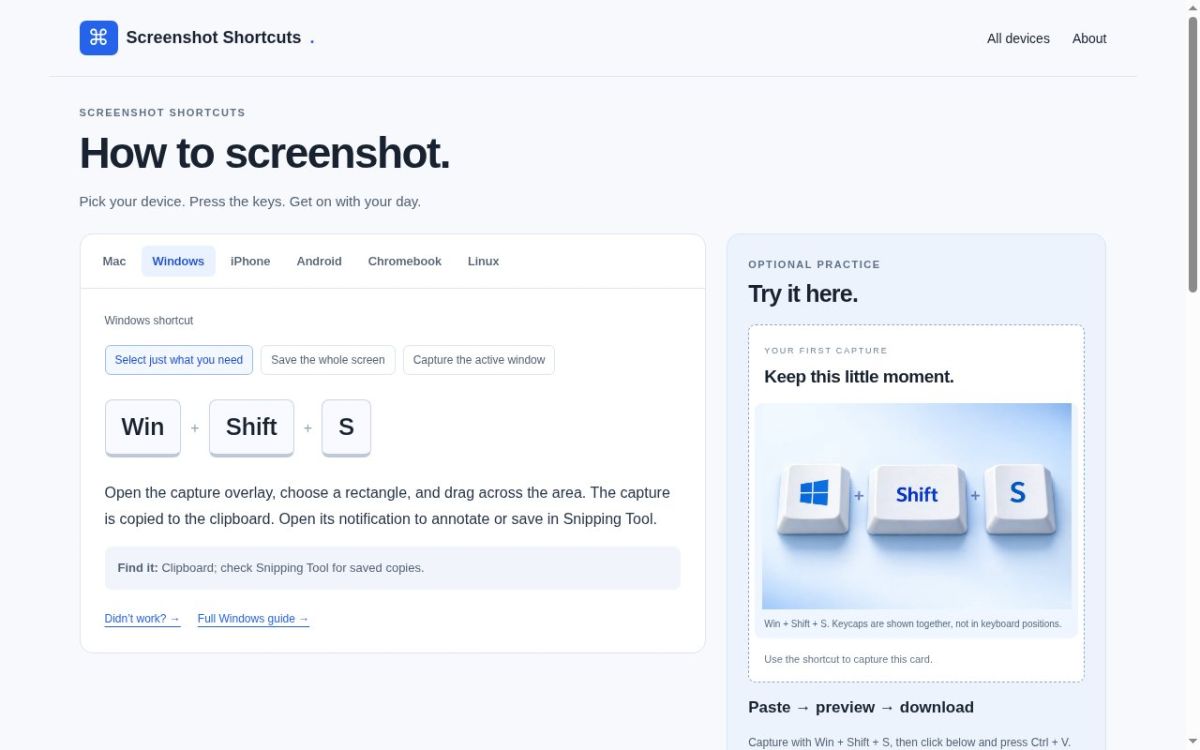 Screenshot Shortcuts - How to Screenshot on Any Device website screenshot