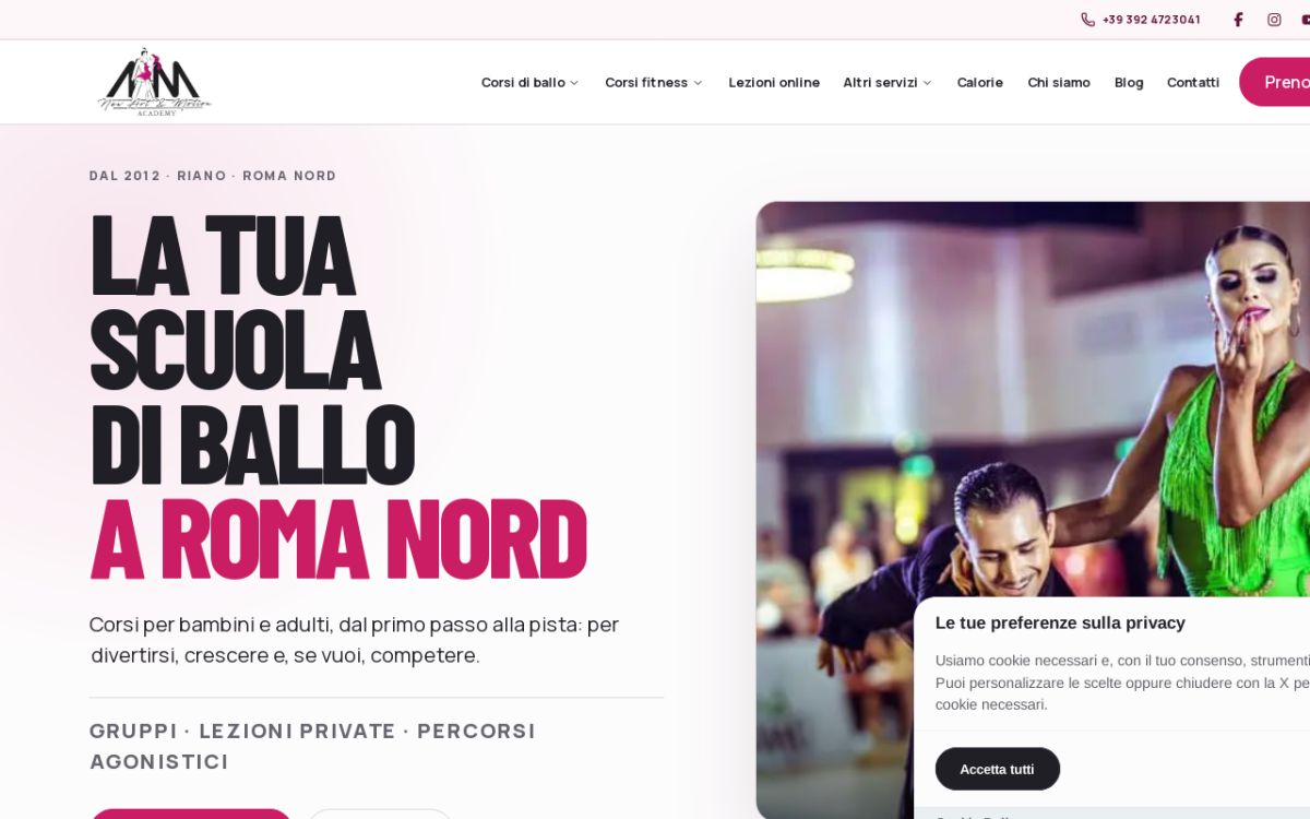 Scuola di ballo a Roma Nord website screenshot