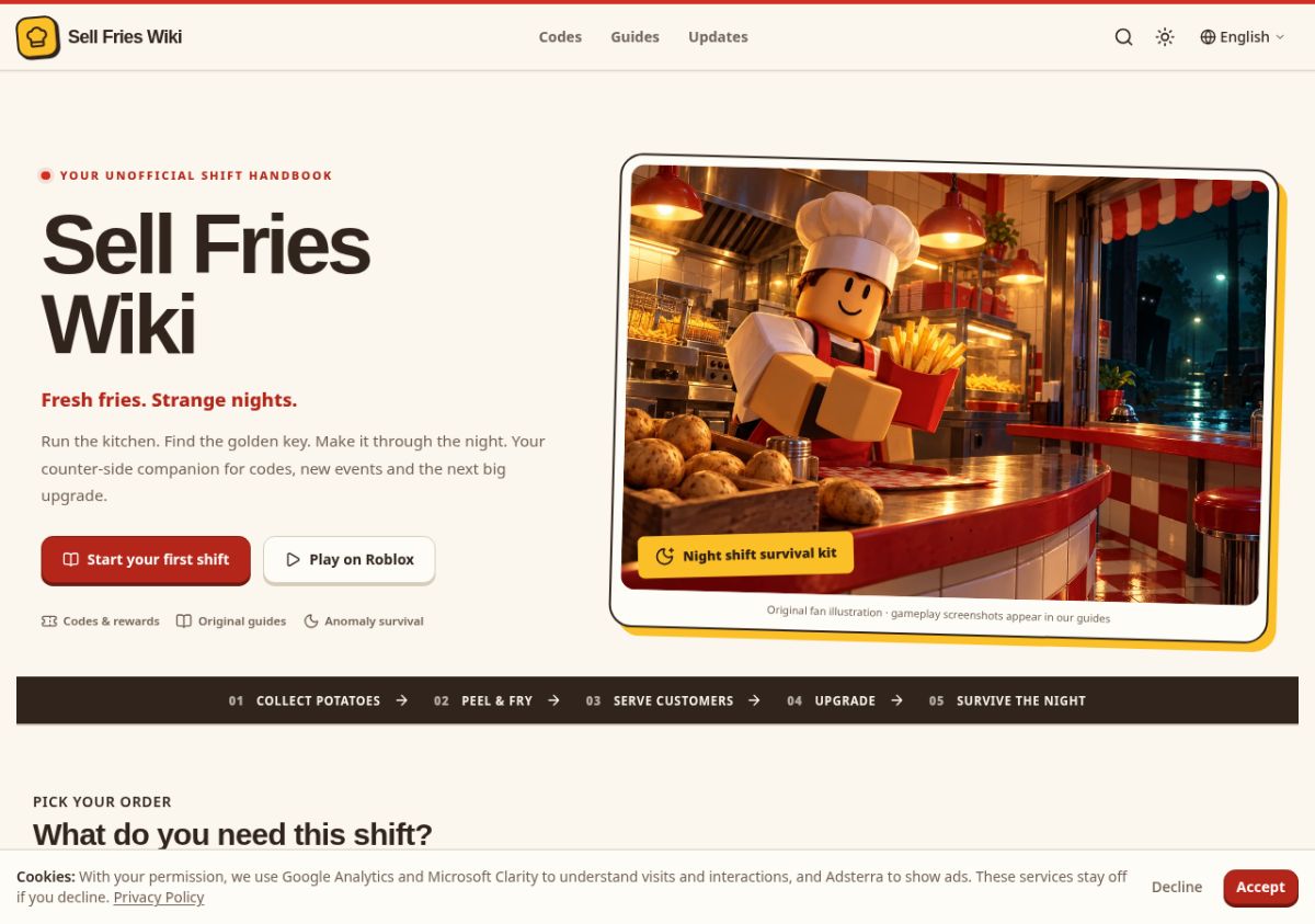 Sell Fries Wiki website screenshot