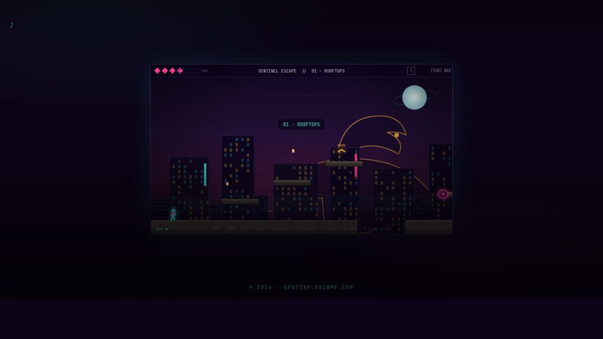 Sentinel Escape website screenshot