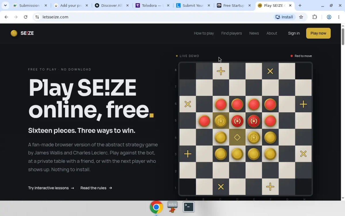 SE!ZE online website screenshot