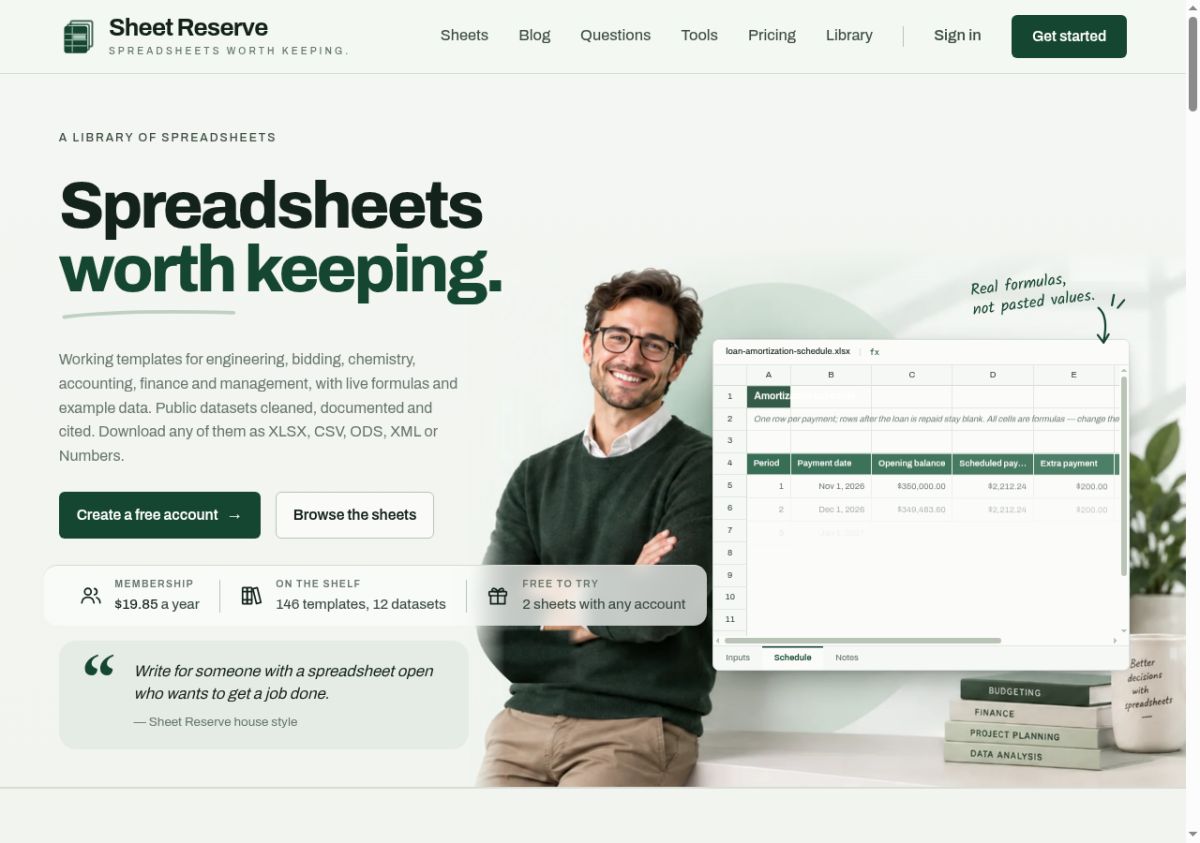 Sheet Reserve screenshot