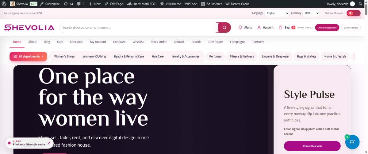 Shevolia website screenshot