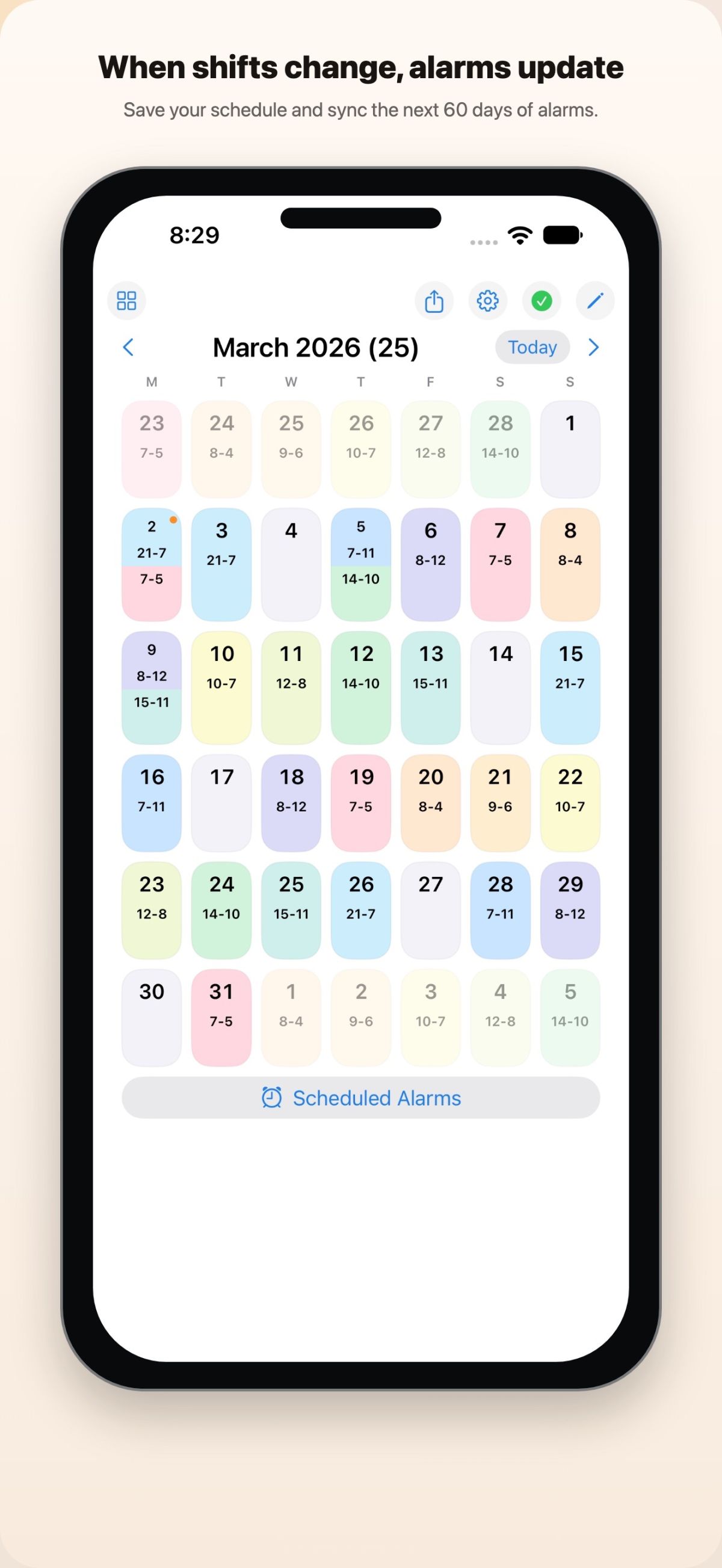 Shift Calendar Alarm screenshot