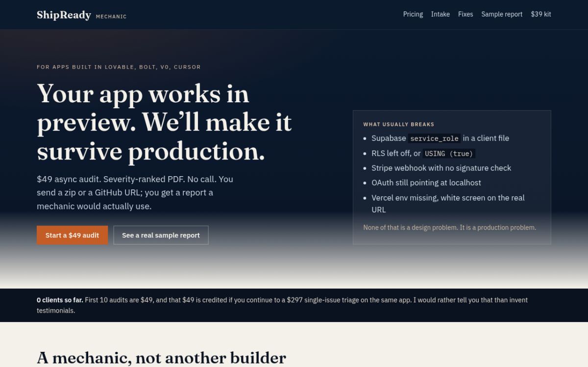 ShipReady website screenshot
