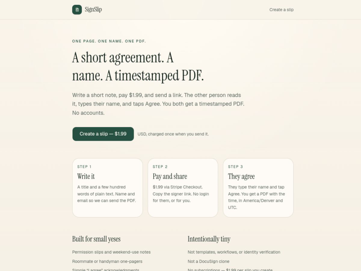 SignSlip screenshot