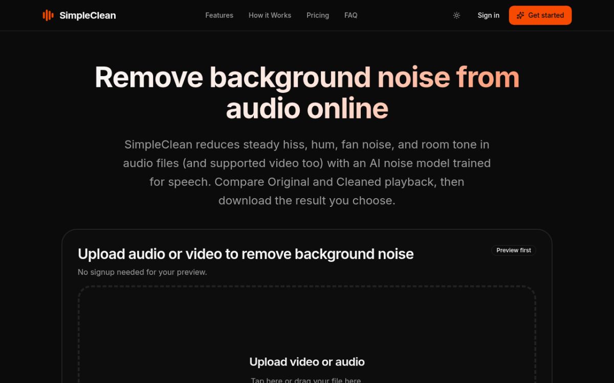 SimpleClean website screenshot