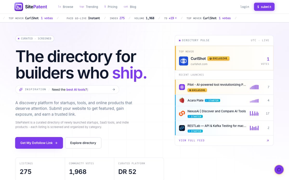 SitePatent website screenshot