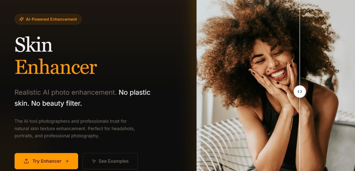 Skin Enhancer AI website screenshot