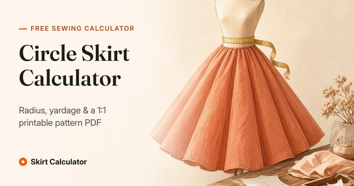 Skirt Calculator – Free Sewing Math website screenshot