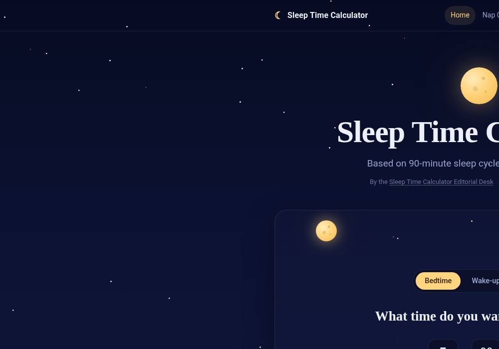 Sleep Time Calculator website screenshot