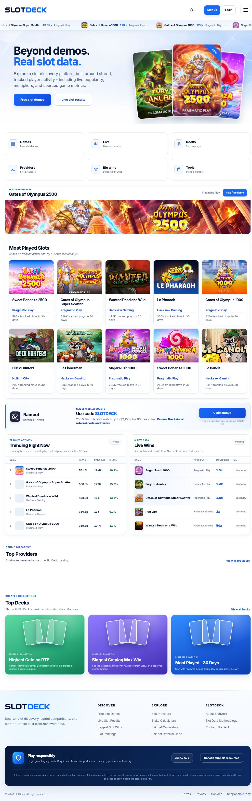 SlotDeck website screenshot