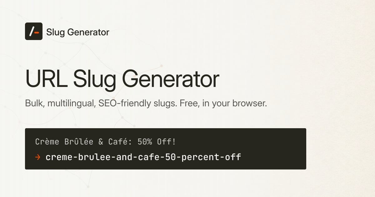 Slug Generator – Free URL Slug Tool screenshot