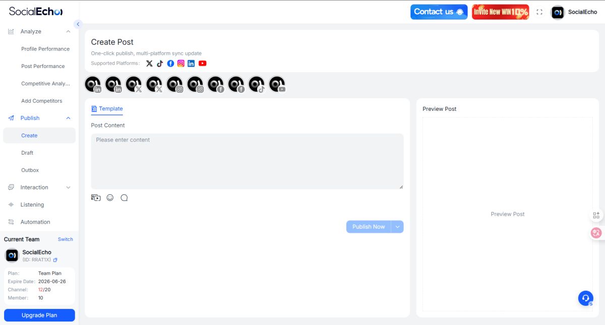 SocialEcho website screenshot