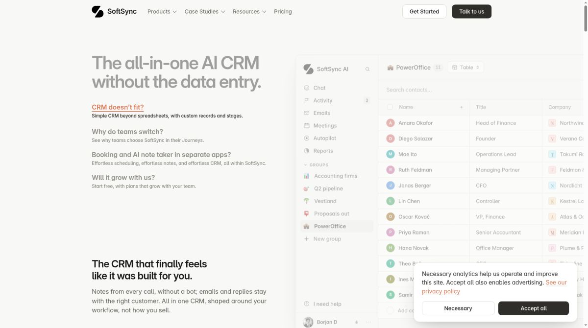 SoftSync AI website screenshot