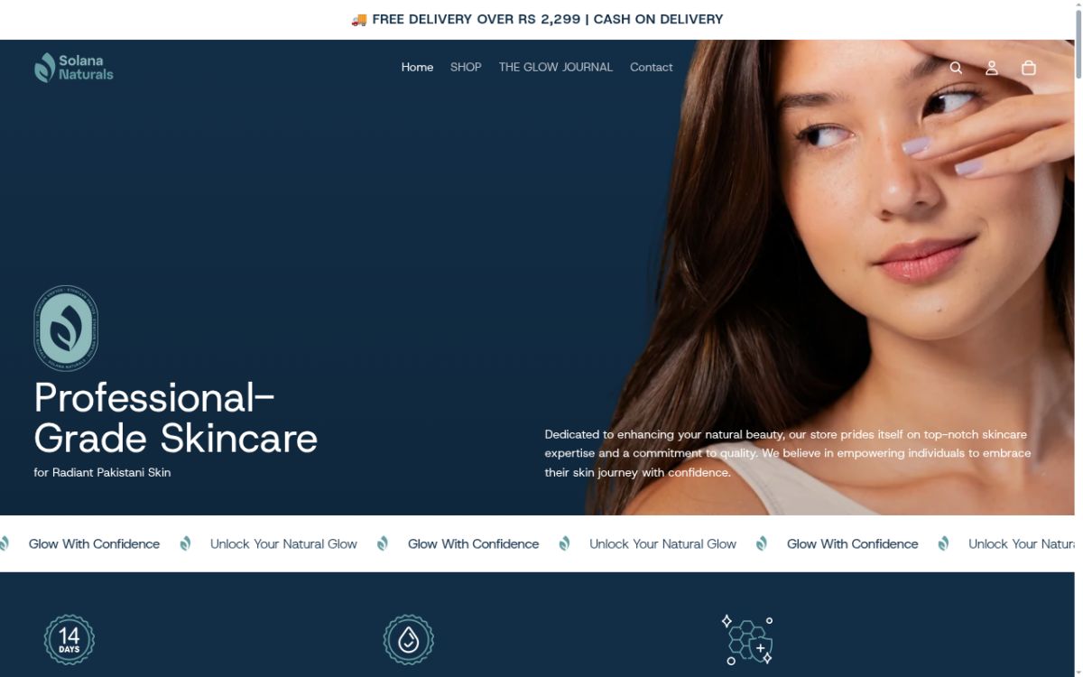Solana Naturals website screenshot